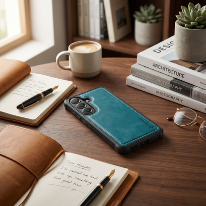 Samsung Galaxy A55 Hoesje - Emerald Green - Kunstlederen Back Cover