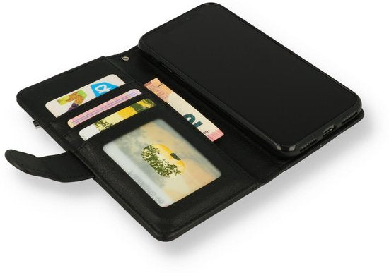 Apple iPhone 11 Pro Hoesje - Zwart - Glitter Luxe Bookcase met Rits