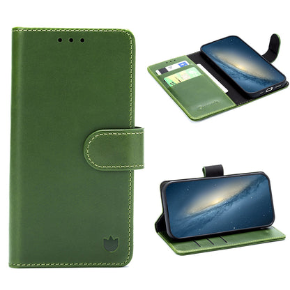 Samsung Galaxy S25 FE Hoesje - Olive Green - Echt Leren Bookcase