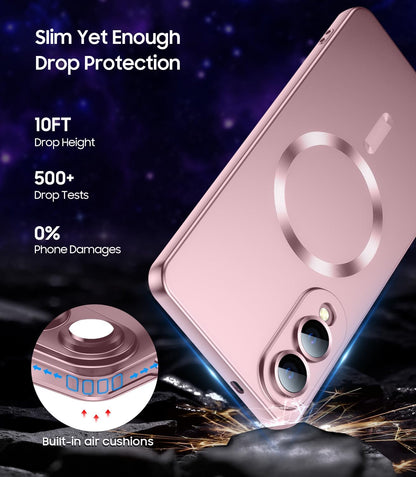 Samsung Galaxy S25 Edge Hoesje - Roze - Matte Siliconen MagSafe Back Cover