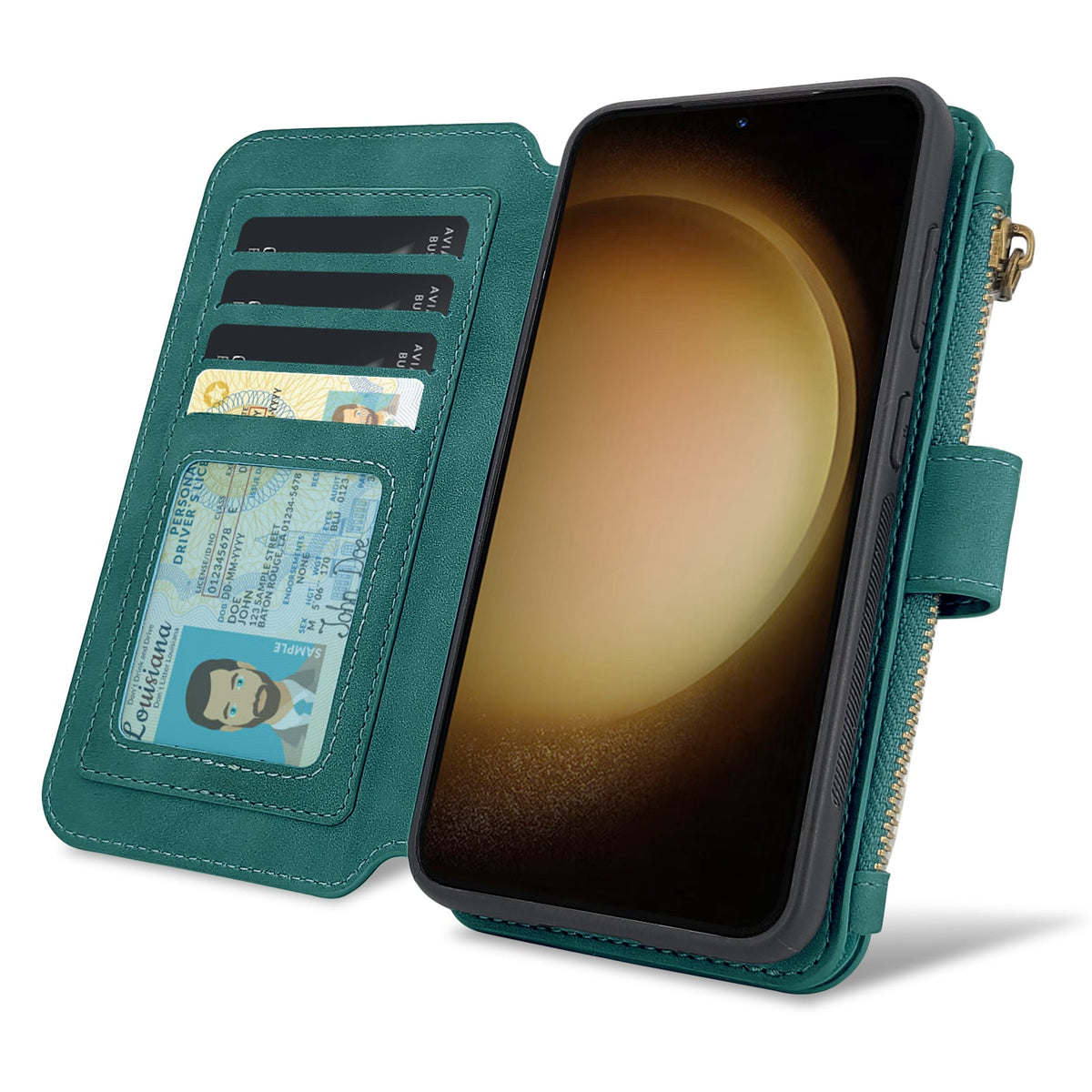 Apple iPhone 16 Pro Max Hoesje - Emerald Green - 2 in 1 Bookcase met Rits