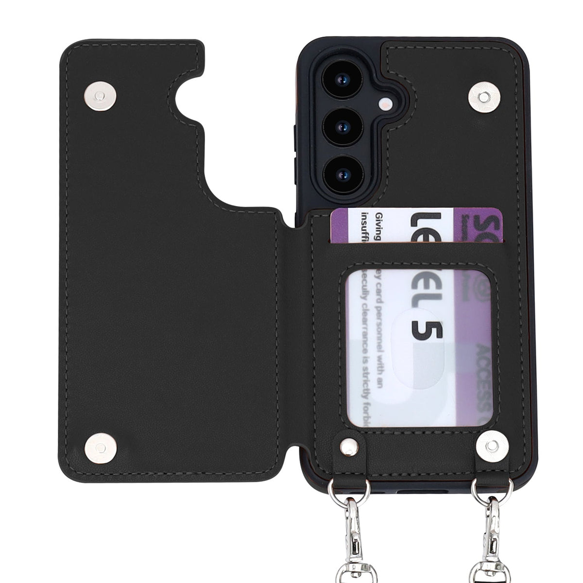 Samsung Galaxy S25 Plus Hoesje - Zwart - Luxe Back Cover met Telefoonkoord en Rits