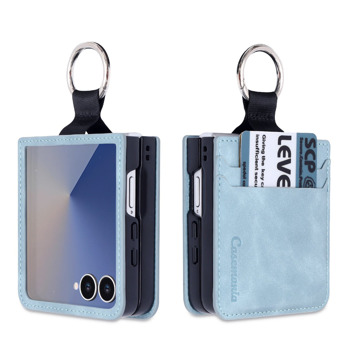 Samsung Galaxy Z Flip 7 Hoesje - Aqua Blue - Ring Kickstand Back Cover