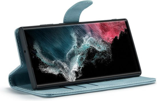 Samsung Galaxy S23 Ultra Hülle - Aqua Blau - 2 in 1 Bookcase