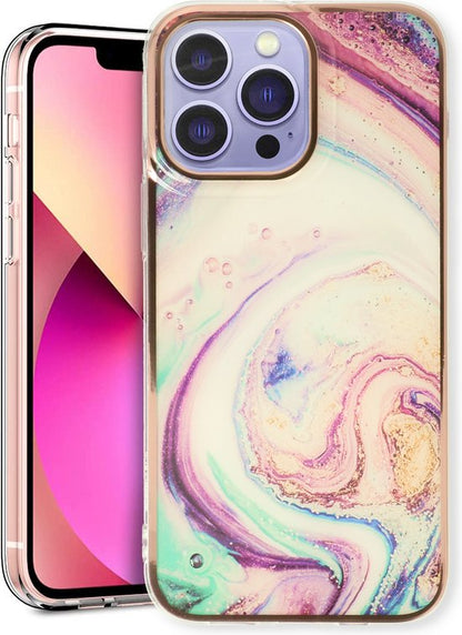 Apple iPhone 14 Pro Hoesje - Twist - Siliconen Marmer Back Cover