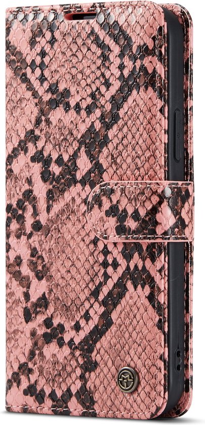 Apple iPhone 13 Mini Hoesje - Roze - Slangen Bookcase