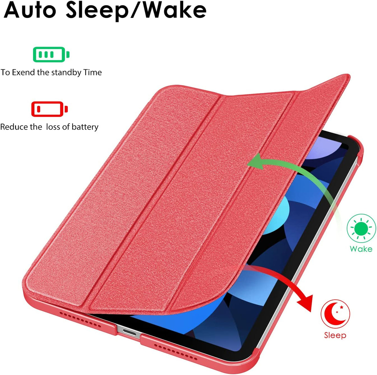 Apple iPad 2025 (11th Gen) Tablet Case - Red - Pen Slot Smart Cover