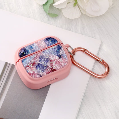 Apple AirPods 3 Hülle - Diamant Marmor Glitzer mit Ring - Rosa