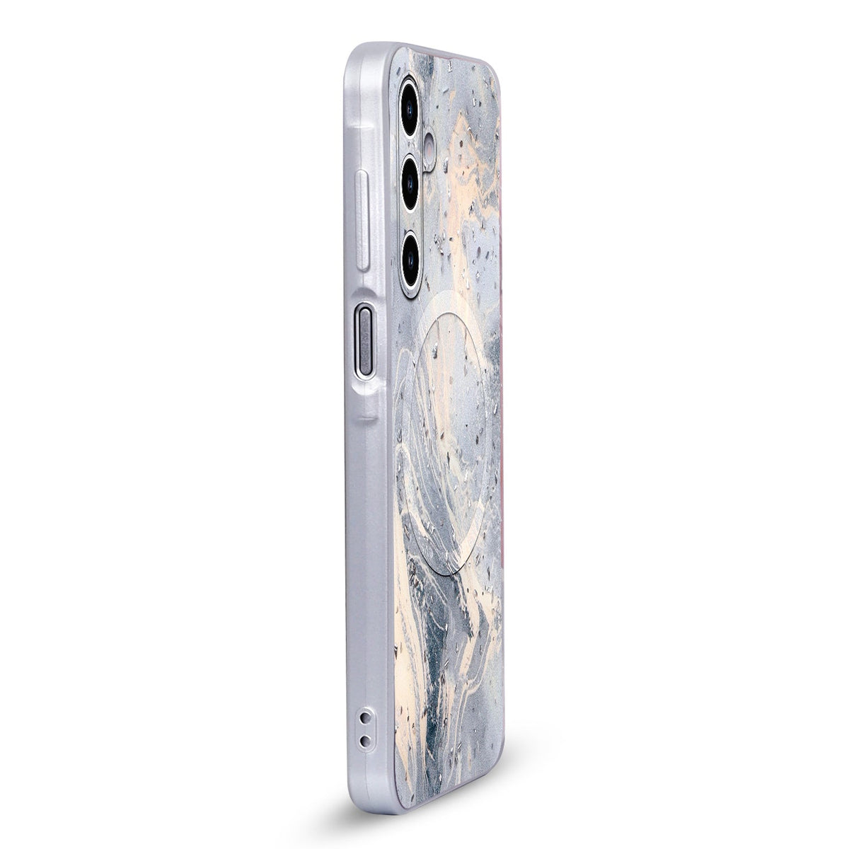 Samsung Galaxy A17 5G Hoesje - Grijs - Marmer Glitter MagSafe Back Cover