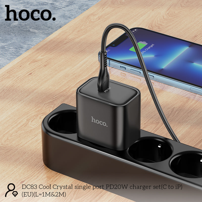 Chargeur rapide Hoco DC83 20W USB-C avec câble Lightning 1 m - Noir