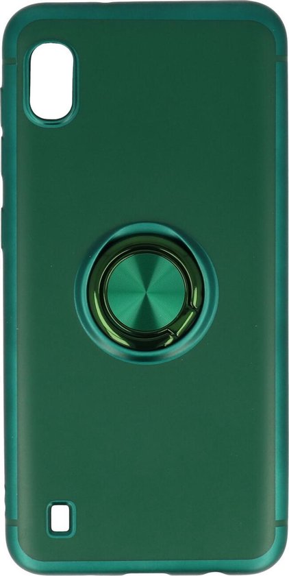 Samsung Galaxy A10 Hoesje - Groen - Siliconen Ring Kickstand Back Cover