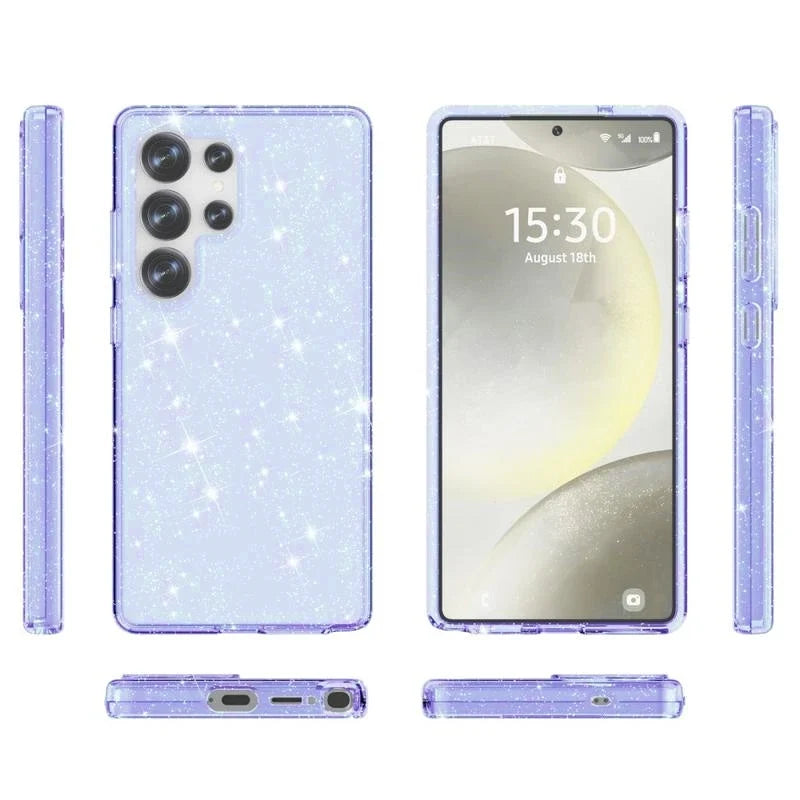 Samsung Galaxy S25 Ultra Hoesje - Blauw - Glitter Back Cover