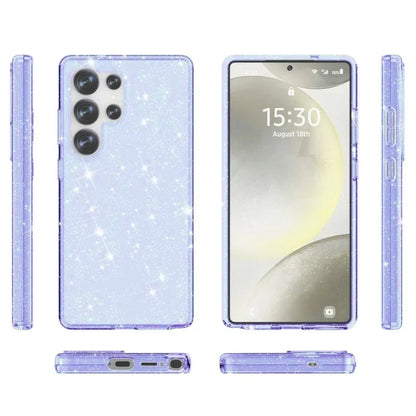 Samsung Galaxy S25 Ultra Hoesje - Blauw - Glitter Back Cover