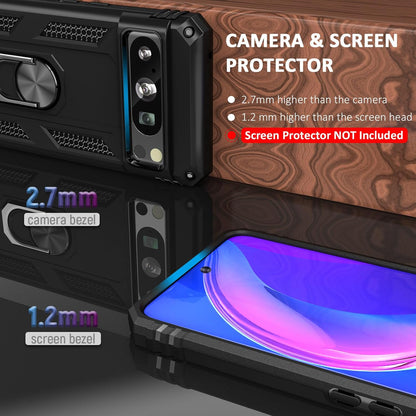Google Pixel 8 Pro Hoesje - Zwart - Armor Kickstand Back Cover met Magneetring
