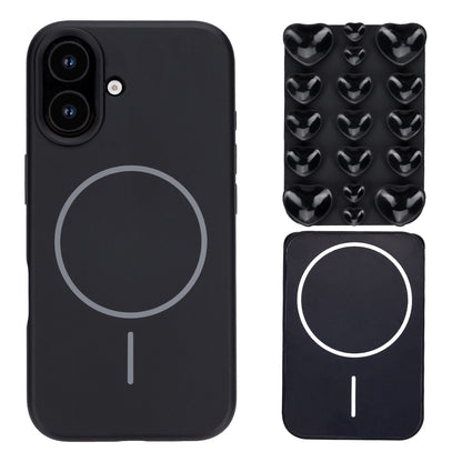 Apple iPhone 17 Hoesje - Zwart - Siliconen Back Cover met Afneembare Hartjes Zuignappen
