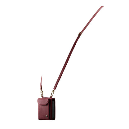 Samsung Galaxy Z Flip 7 Case - Burgundy Red - Wallet Case with Phone Strap