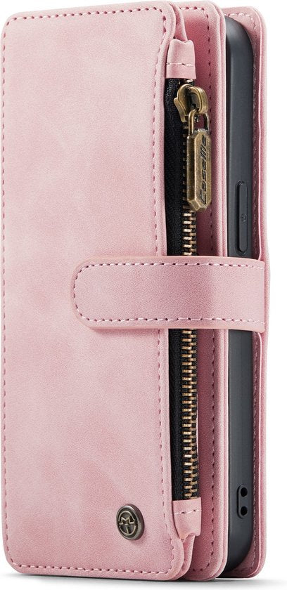 Apple iPhone 13 Mini Hoesje - Pale Pink - Luxe Bookcase met Rits