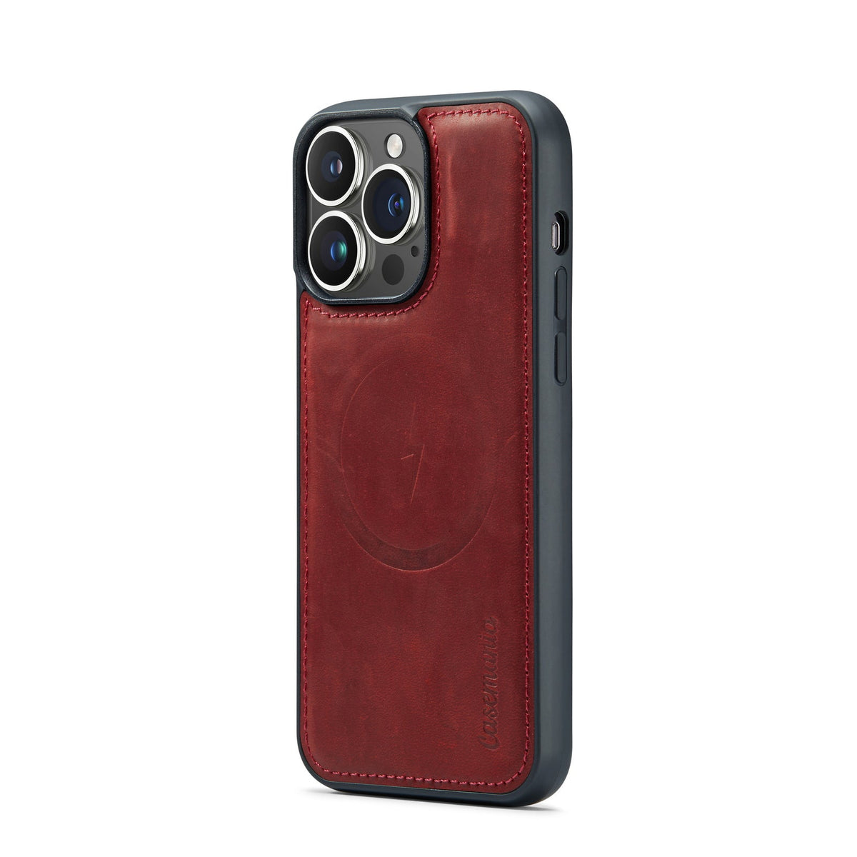 Apple iPhone 15 Pro Hoesje - Crimson Red - Echt Leren 2 in 1 MagSafe Bookcase