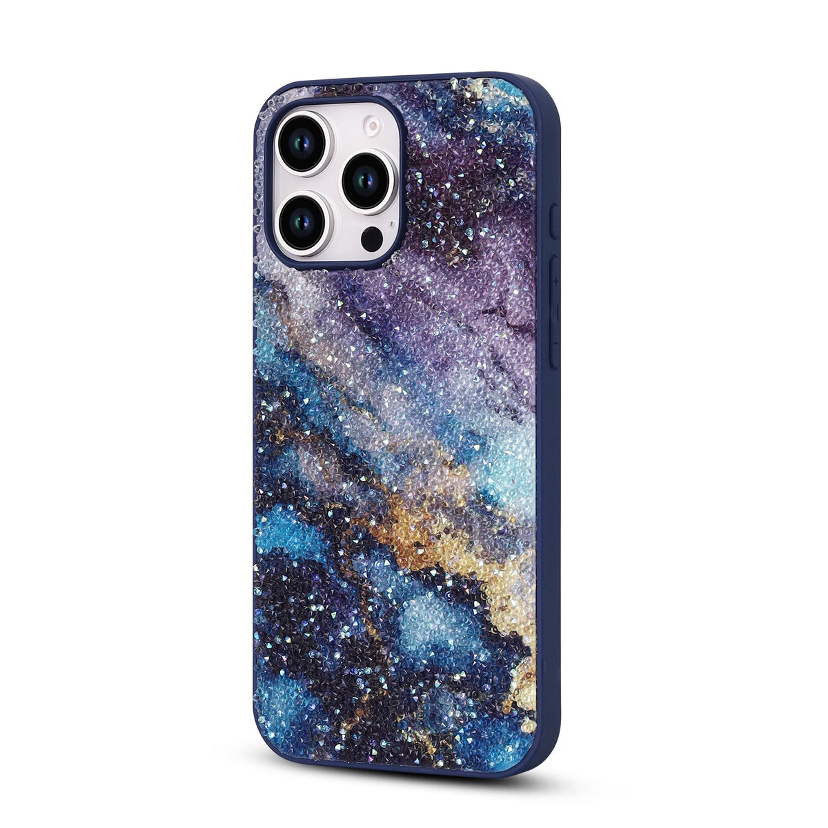 Apple iPhone 16 Pro Max Case - Blue - Diamond Marble Glitter Back Cover