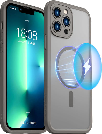 iPhone 14 Pro Max Hoesje - Grijs - Matte Armor MagSafe Back Cover