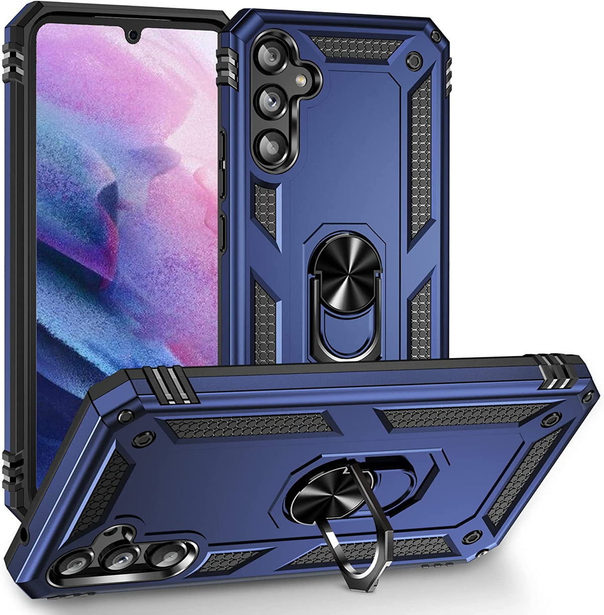 Samsung Galaxy A54 5G Hoesje - Blauw - Armor Kickstand Back Cover