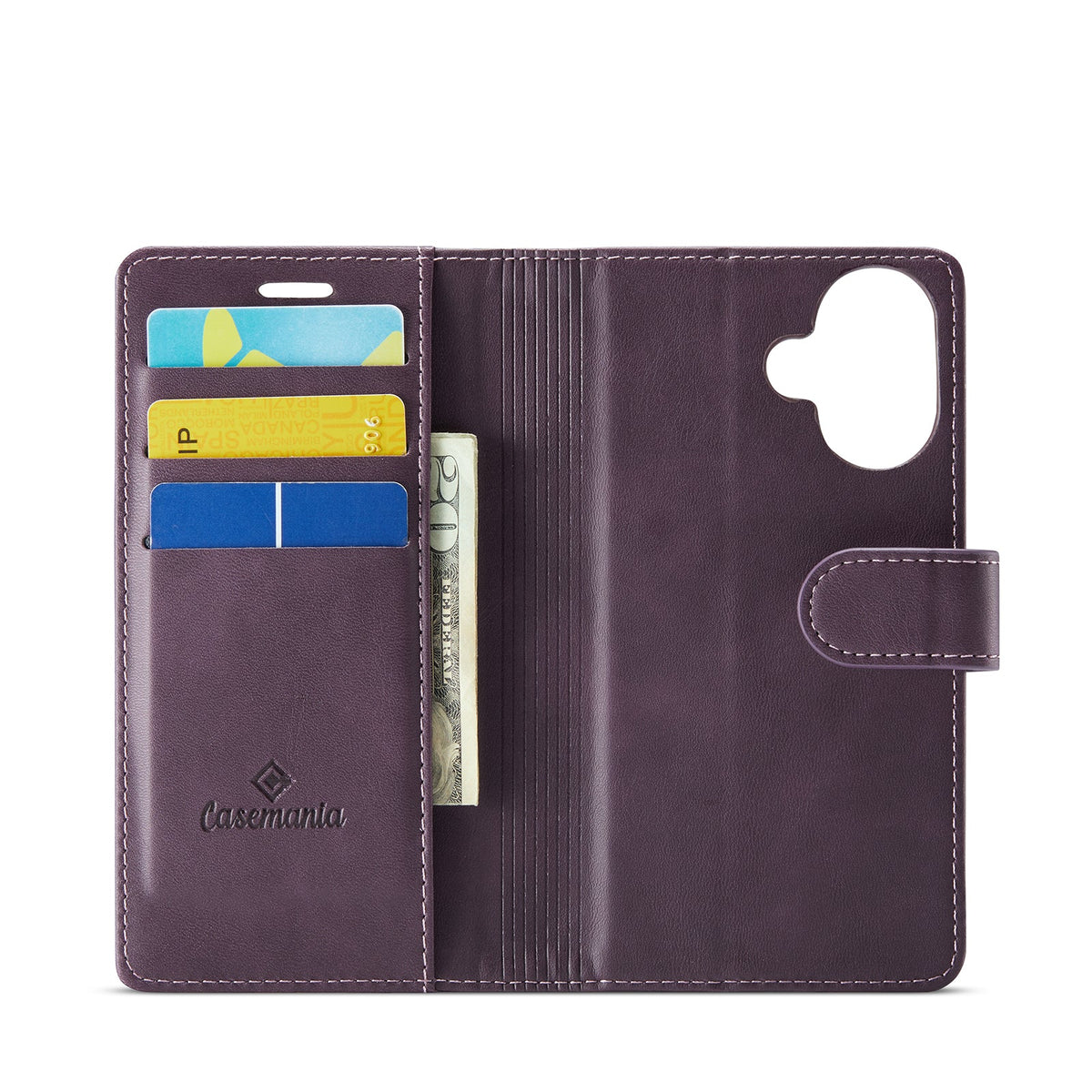 Apple iPhone 17 Case - Dark Purple - Luxury 2-in-1 MagSafe Wallet Case