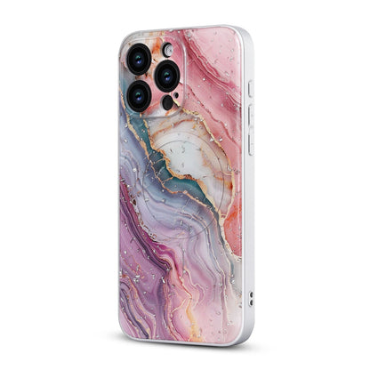 Apple iPhone 12 Pro Hoesje - Roze - Marmer Glitter MagSafe Back Cover