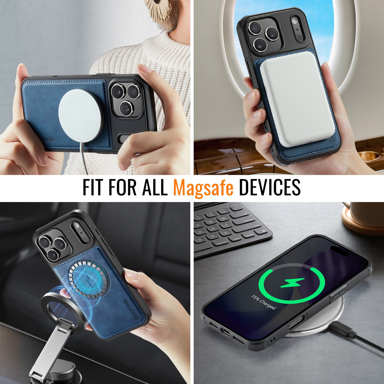 Hochwertige 2-in-1-Rückseite | Abnehmbarer Ständer mit Brieftaschenfunktion | für Apple iPhone