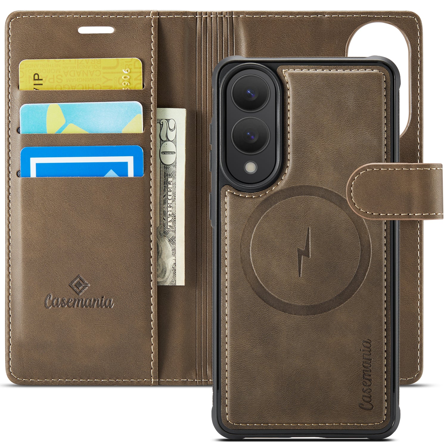 Snap Magnet+ | MagSafe-Compatibel Luxe 2-in-1 Bookcase | Mahogany Brown