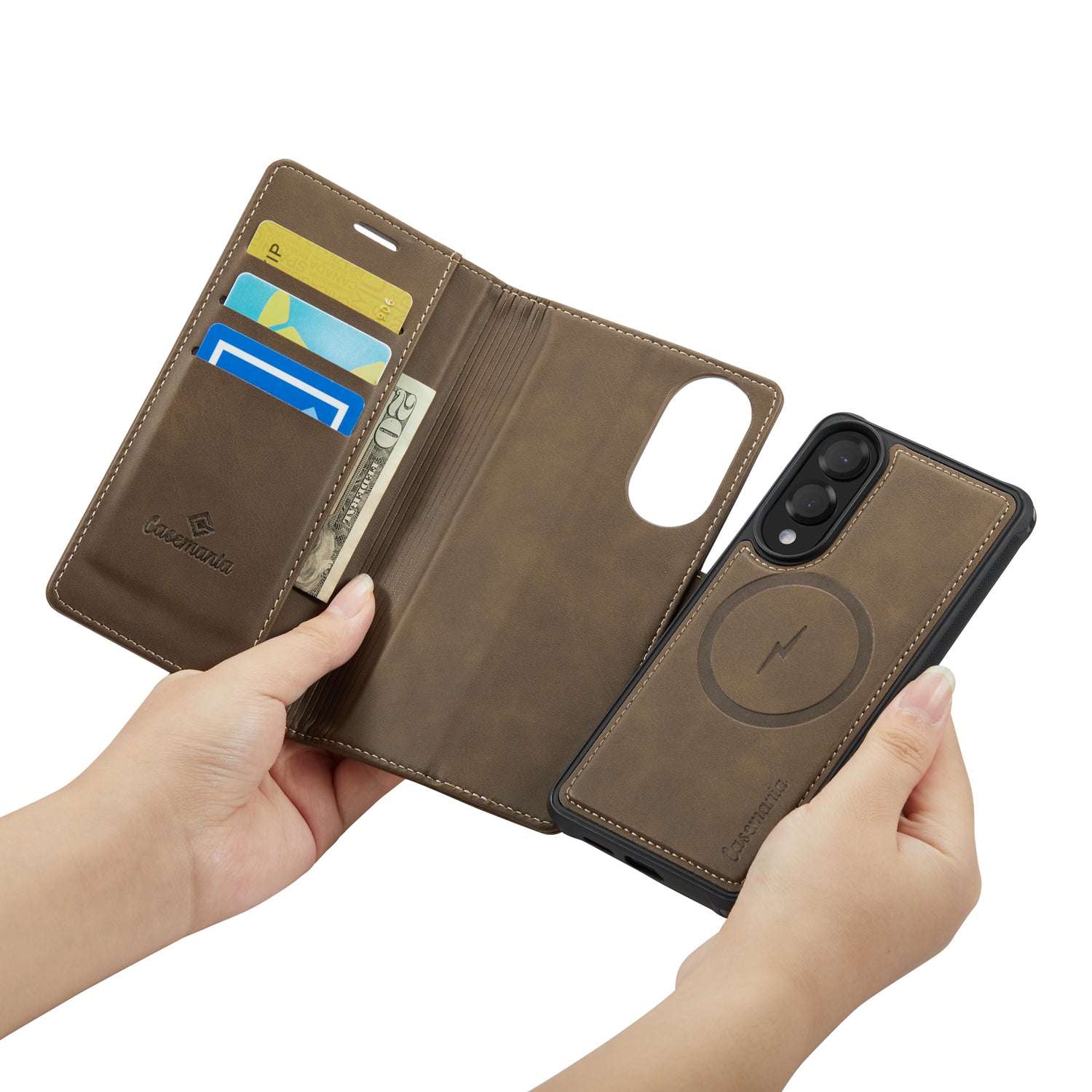 Snap Magnet+ | MagSafe-Compatibel Luxe 2-in-1 Bookcase | Mahogany Brown