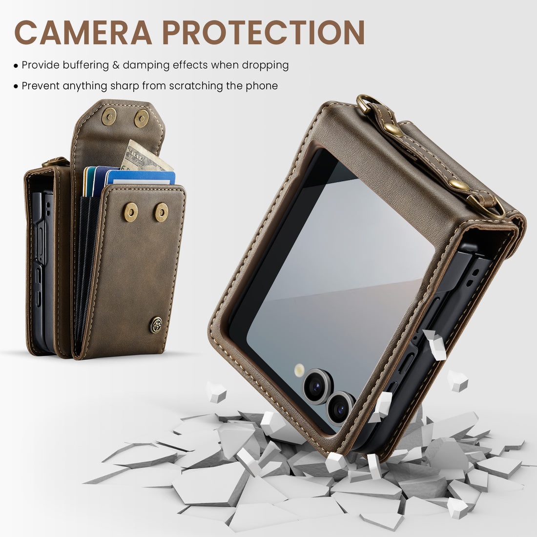 Folia | Z Flip Draagbaar Wallet Case | Mahogany Brown