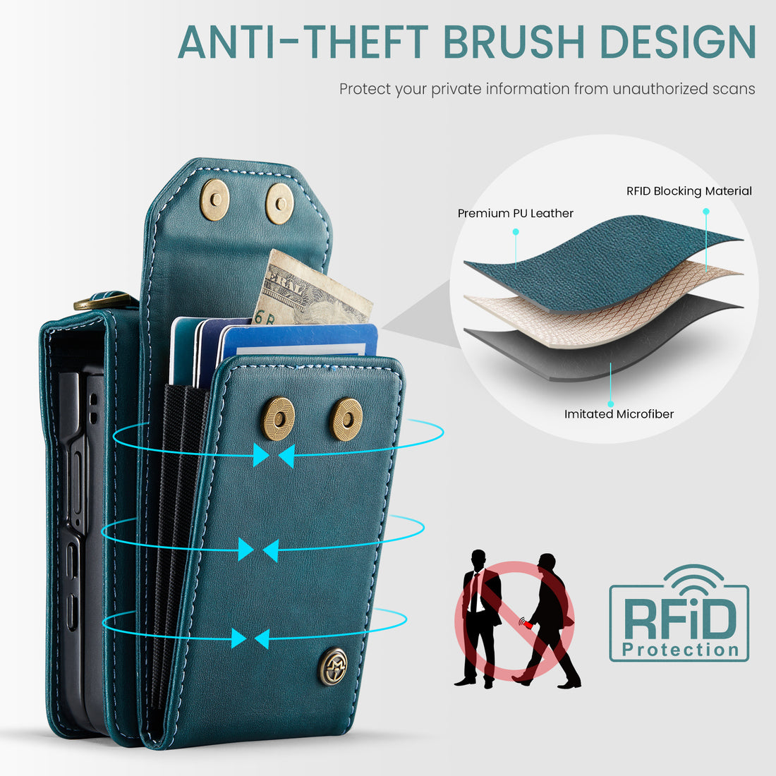 Folia | Z Flip Draagbaar Wallet Case | Emerald Green