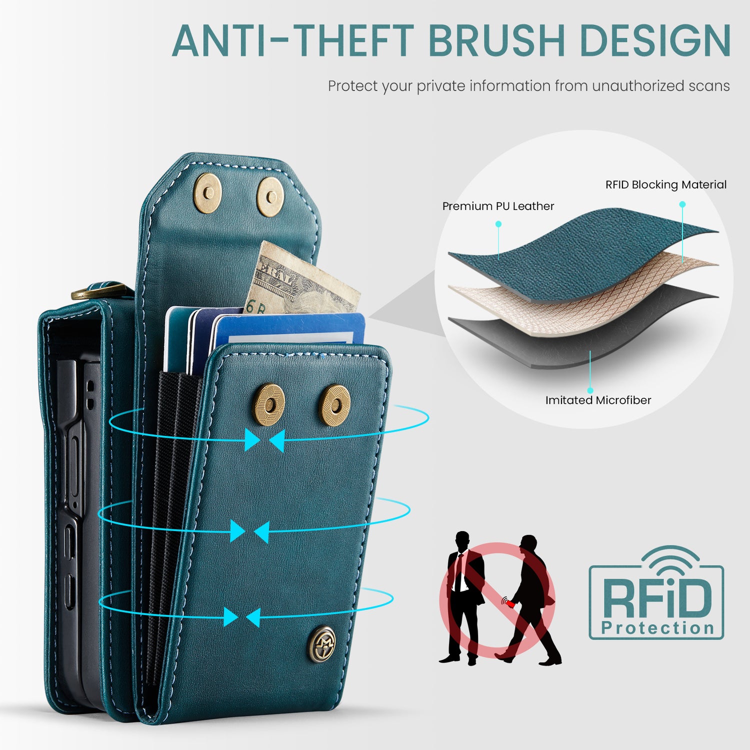 Folia | Z Flip Draagbaar Wallet Case | Emerald Green