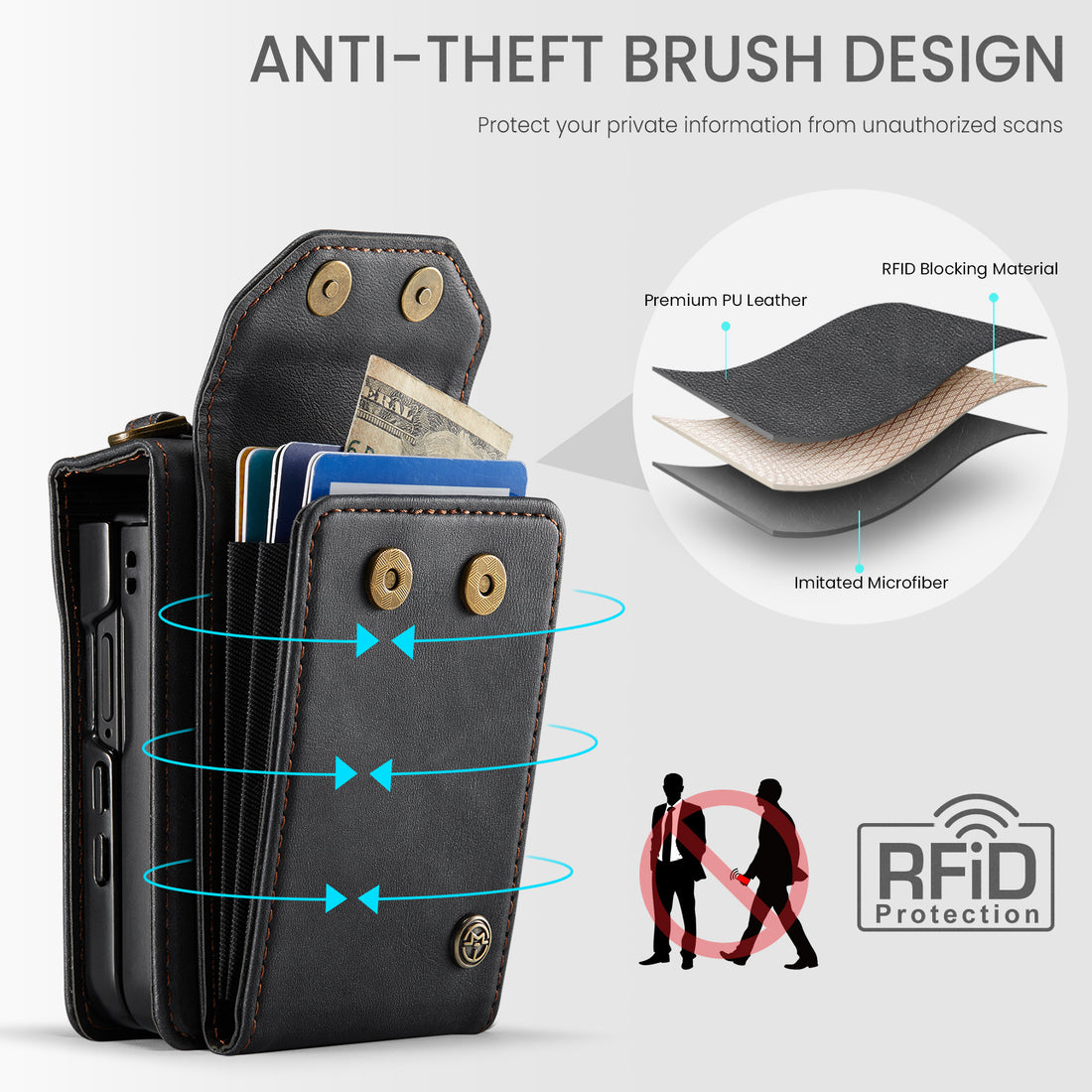Folia | Z Flip Draagbaar Wallet Case | Charcoal Gray