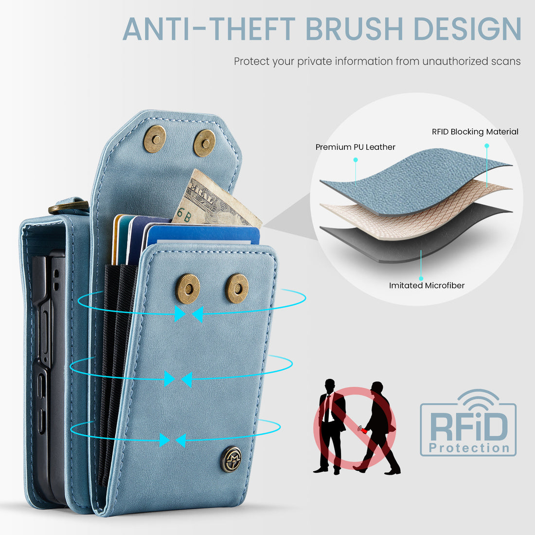 Folia | Z Flip Draagbaar Wallet Case | Aqua Blue