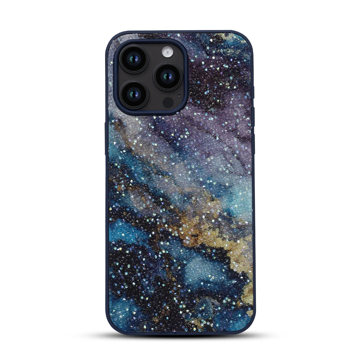 Apple iPhone 12 Pro Hoesje - Blauw - Diamant Marmer Glitter Back Cover