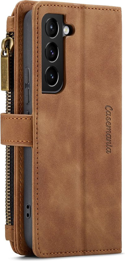 Samsung Galaxy S23 Plus Hoesje - Sienna Brown - Luxe Bookcase met Rits