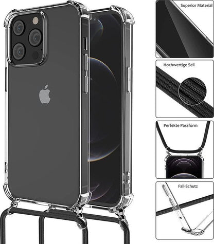 Apple iPhone 14 Pro Hoesje - Transparant - Siliconen Back Cover met Telefoonkoord
