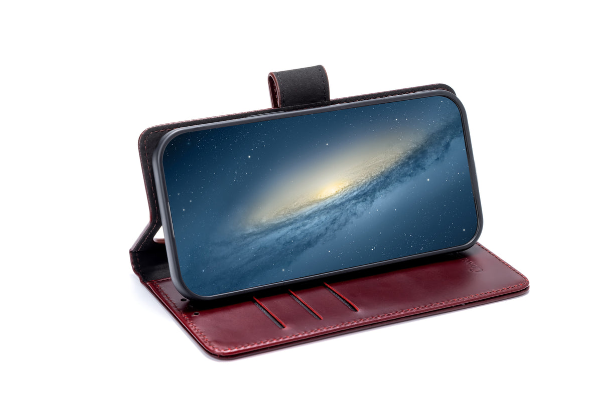 Étui Apple iPhone Air - Rouge Bourgogne - Étui portefeuille en cuir véritable MagSafe