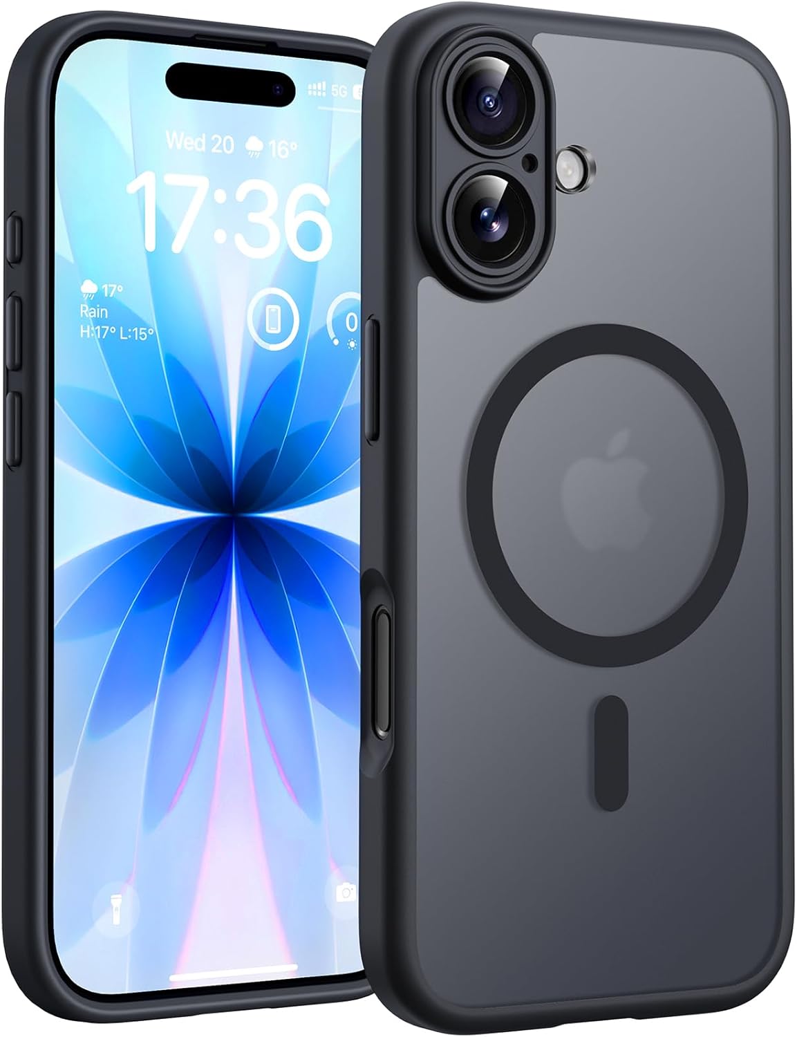 iPhone 17 Hoesje - Zwart - Magnetische Matte Armor MagSafe Back Cover met Camerabescherming