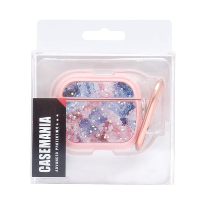 Apple AirPods 3 Hülle - Diamant Marmor Glitzer mit Ring - Rosa