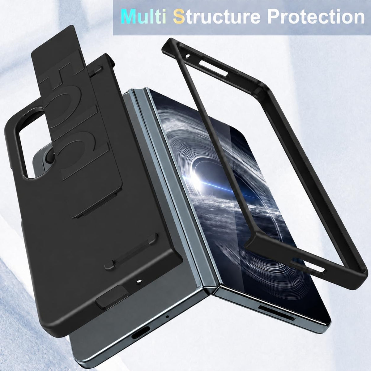 Samsung Galaxy Z Fold8 Ultra Hoesje - Zwart - Dunne Back Cover met Elastische Handstrap