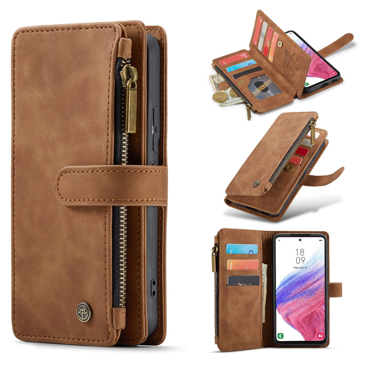 Samsung Galaxy Z Fold 4 Case - Sienna Brown - 2-in-1 Wallet Case with 10 Card Slots
