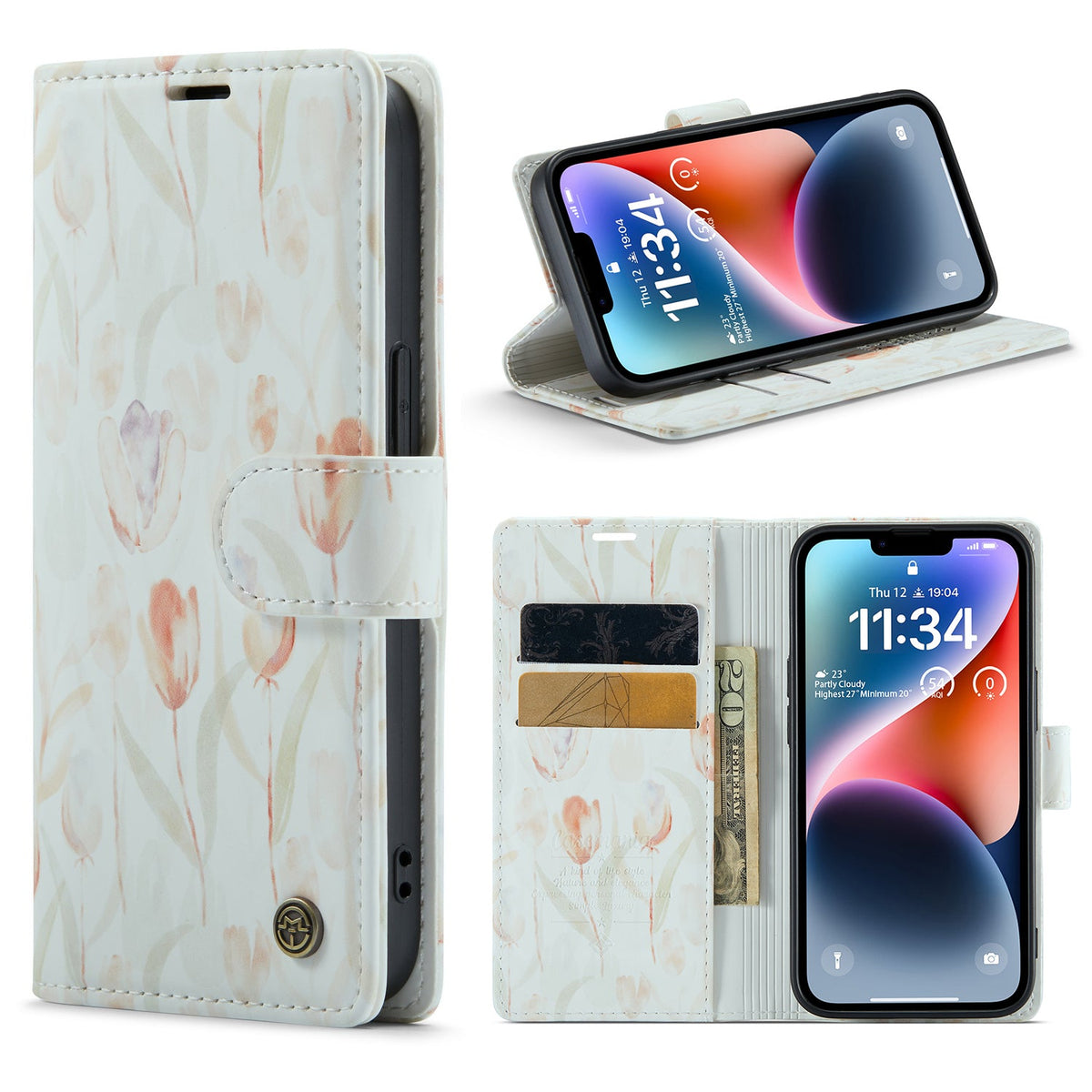 iPhone 14 Plus Hoesje - Tulpen Print - Bookcase