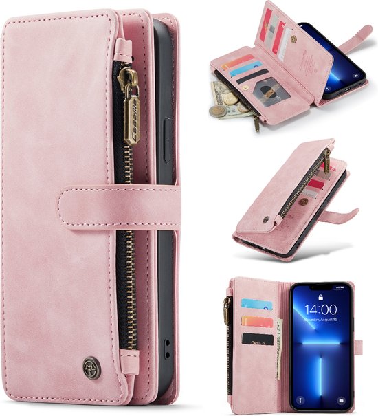 Apple iPhone 13 Pro Max Hoesje - Pale Pink - Luxe Bookcase met Rits