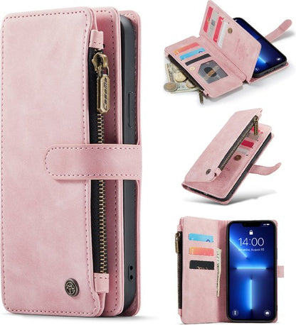 Apple iPhone 13 Pro Hoesje - Pale Pink - Luxe Bookcase met Rits