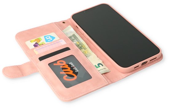 Apple iPhone 14 Pro Hoesje - Pale Pink - Luxe Bookcase met Rits