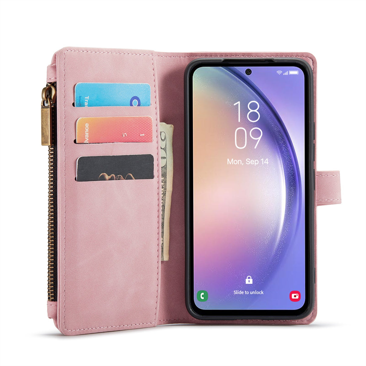 Samsung Galaxy Z Fold 4 Hoesje - Pale Pink - 2 in 1 Bookcase met 10 Kaart Vakken