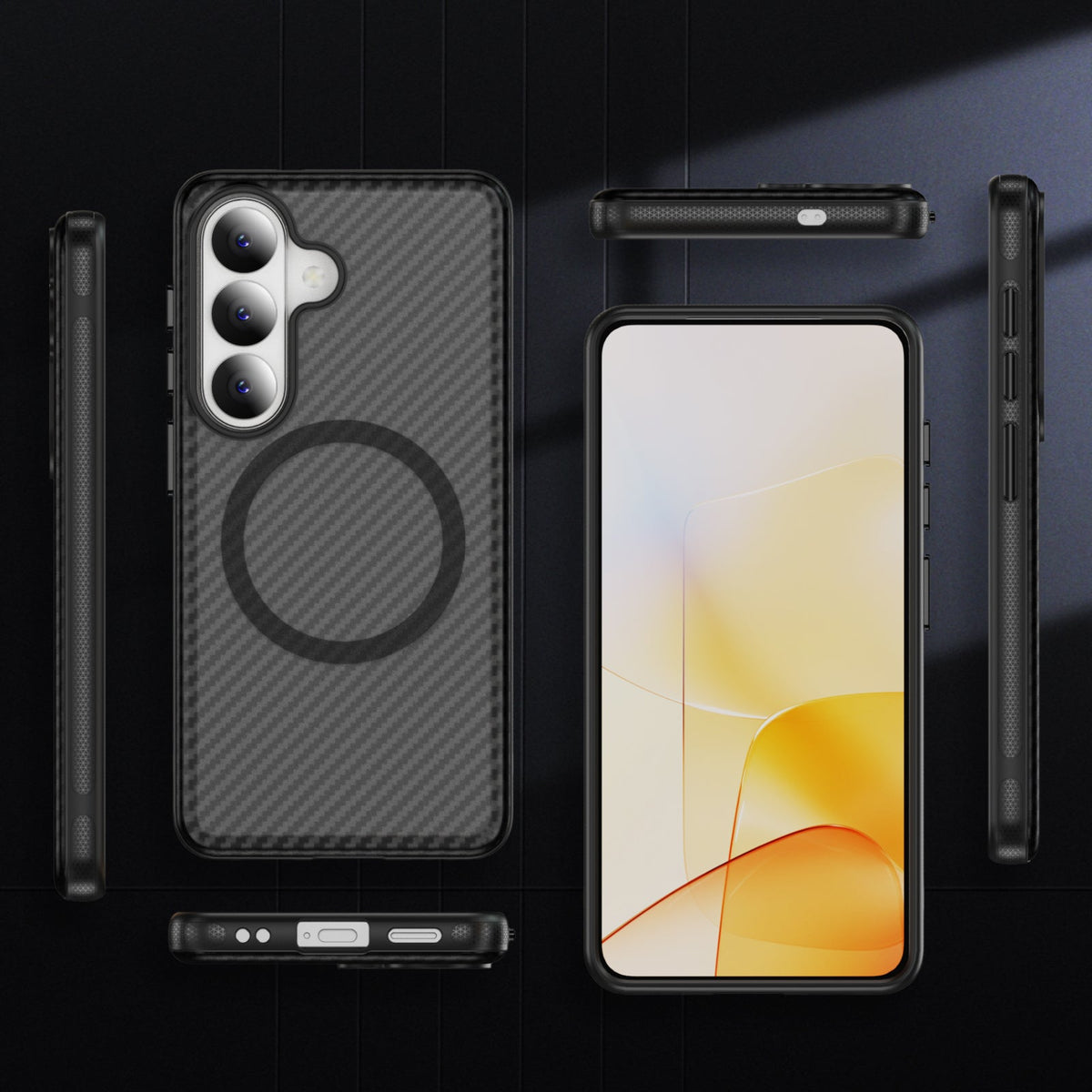 Samsung Galaxy A37 Hoesje - Zwart - Carbon MagSafe Back Cover