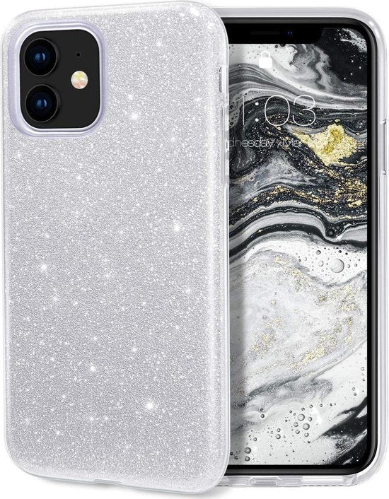 Apple iPhone 12 Mini Hülle - Silber - Glitzer-Backcover